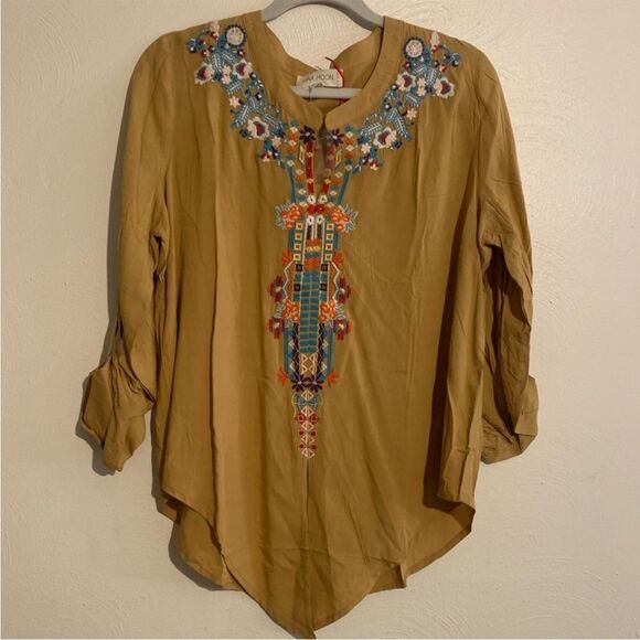 Anthropologie Luna Moon Floral Embroidered Top small - Picture 1 of 8